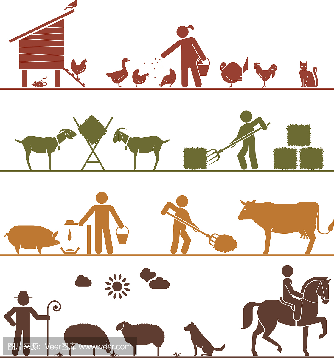 表示饲养家畜的象形图标。